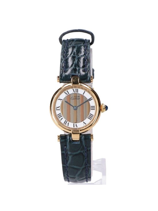Cartier Polished 925 Must Vendeme Vermeil SM Center Trinity White Dial Quartz
